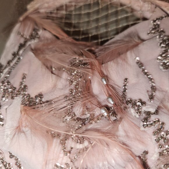 Vintage Hat with Net, Feathers, Beads *AS IS READ* main image 6